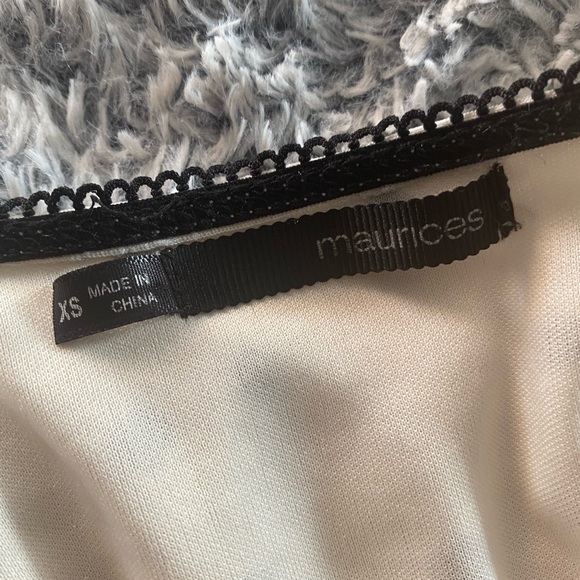 Maurices Dressy Tank Top, Cream with black polka dots and lace. - Picture 3 of 3